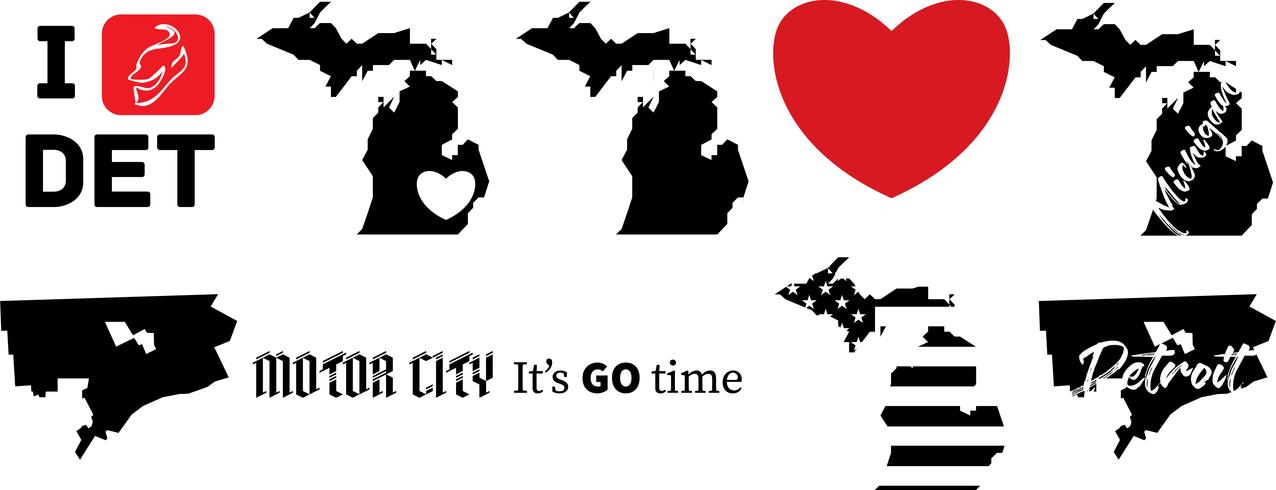 1276x490 Detroit Michigan Vector Map