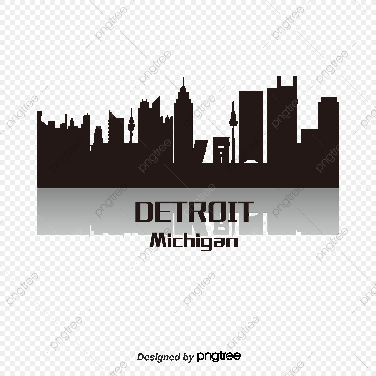 1200x1200 Detroit, City Silhouette, City, High Rise Png And Vector