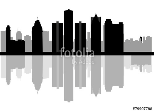 500x364 Detroit, Michigan Skyline Detailed Vector Silhouette Stock Image