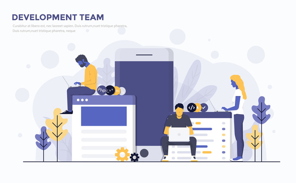 600x370 Development Team Flat Business Template Vector Free Download