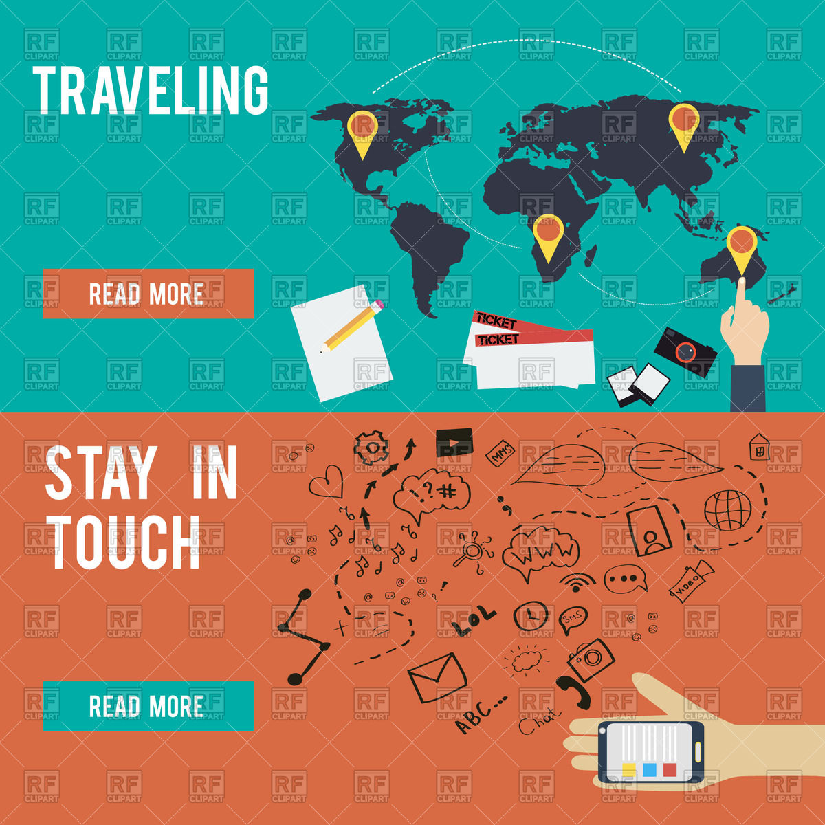 1200x1200 Flat Design Traveling Concept Banners For Websites And Apps