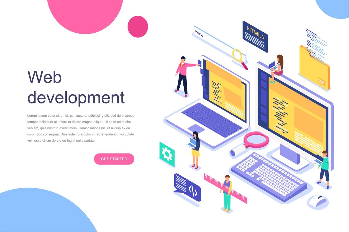 1370x913 Web Development Isometric Concept Vector Illustration