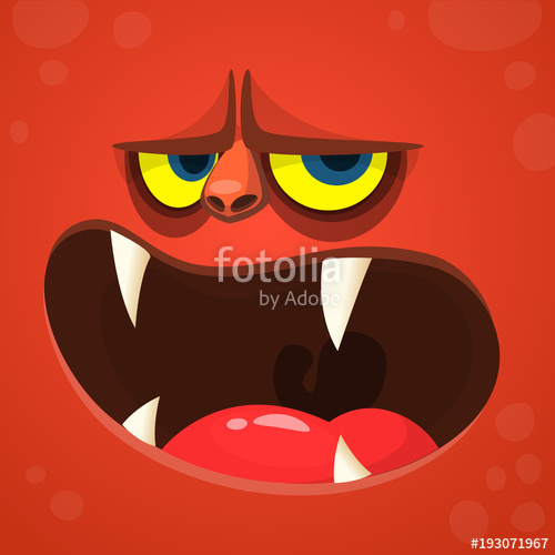 500x500 Cartoon Monster Devil Face Vector Halloween Red Monster Avatar