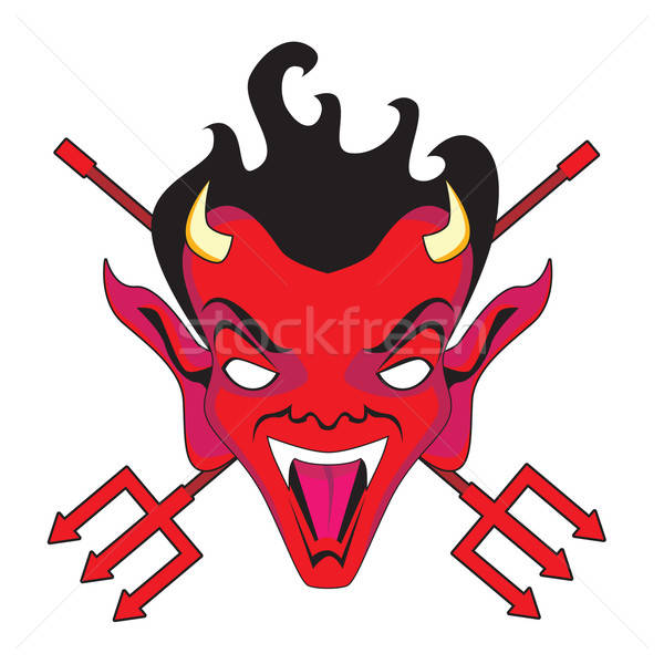 600x600 Devil Face And Pitchforks Vector Illustration John Takai
