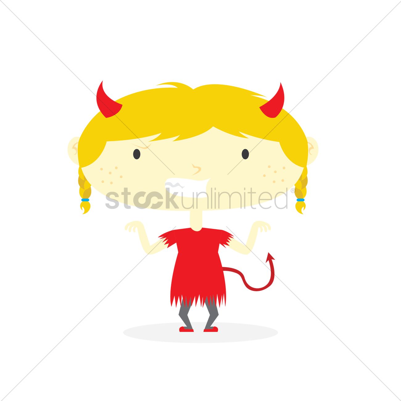 1300x1300 Free A Devil Girl Standing Vector Image