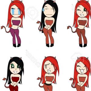 300x300 Photostock Vector Devil Girl Sexy Cartoon Set Pack In Vector