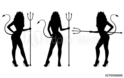 500x313 Vector Set Of Black Silhouette Of A Devil Girl
