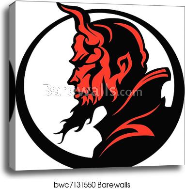 Devil Demon Mascot Head Vector Illu, Canvas Print Barewalls 382x390 Devil Demon Mascot Head Vector Illu, Canvas Print Barewalls