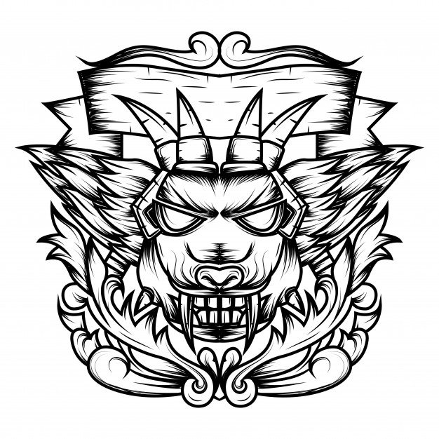 Line Art Of Devil's Head Ornamental Vector Premium Download 626x626 Line Art Of Devil's Head Ornamental Vector Premium Download
