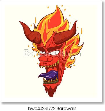 Red Devil Head Vector, Art Print Barewalls Posters Prints 362x382 Red Devil Head Vector, Art Print Barewalls Posters Prints