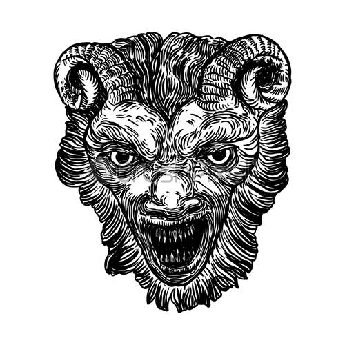 Devil Head With Big Demon Horns Or Antlers And Sharp, Stock Vector 500x500 Devil Head With Big Demon Horns Or Antlers And Sharp, Stock Vector
