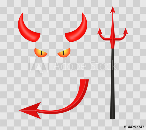 500x443 Devil Horns, Trident, Eyes And Tail Isolated On Transparent