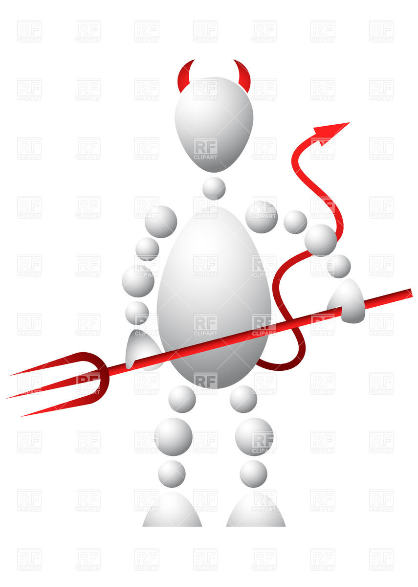 Man Made From Spheres, As Devil With Red Horns, Tail And Pitchfork 855x1200 Man Made From Spheres, As Devil With Red Horns, Tail And Pitchfork