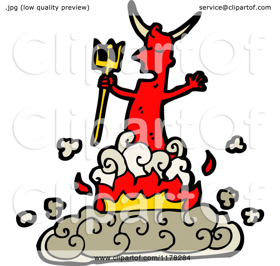 Cartoon Of A Red Devil With A Pitchfork And Flames 1080x1024 Cartoon Of A Red Devil With A Pitchfork And Flames