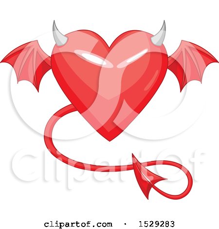 Clipart Of A Red Heart With A Devil Tail, Horns And Wings 450x470 Clipart Of A Red Heart With A Devil Tail, Horns And Wings
