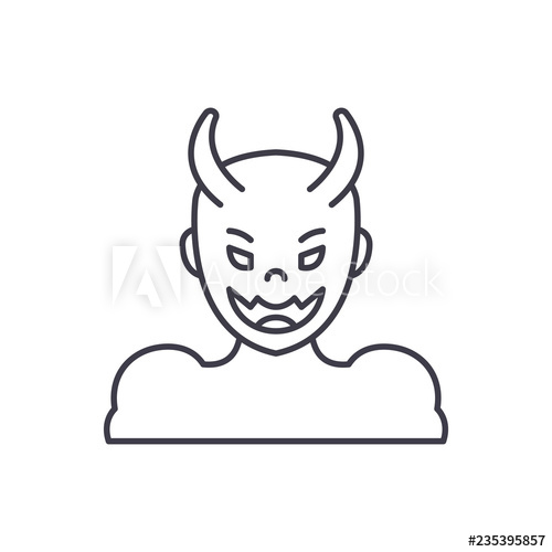 500x500 Devil Line Icon Concept Devil Vector Linear Illustration, Sign