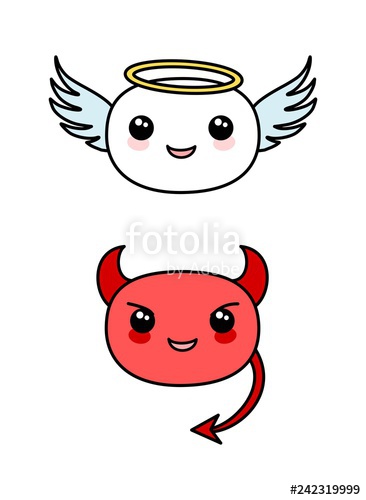 366x500 Angel And Devil Vector Kawaii Icon Stock Image And Royalty Free
