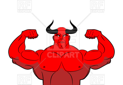 400x276 Strong Demon With Horns Powerful Red Devil Vector Image Of Sport