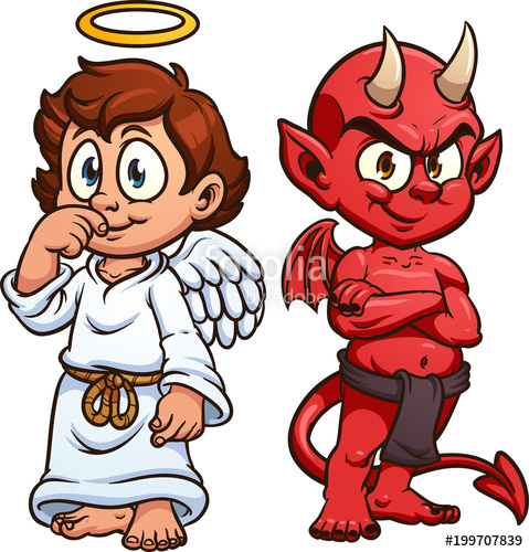 479x500 Cartoon Angel And Devil Vector Clip Art Illustration With Simple