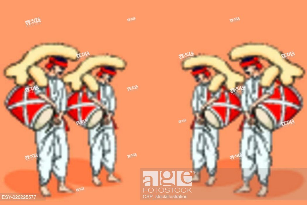 1049x699 People Playing Dhol In Indian Festival, Stock Vector, Vector