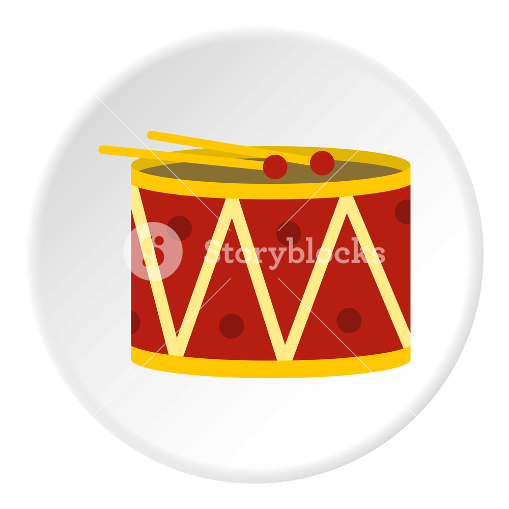 1000x1000 Red Drum And Drumsticks Icon In Flat Circle Isolated Vector