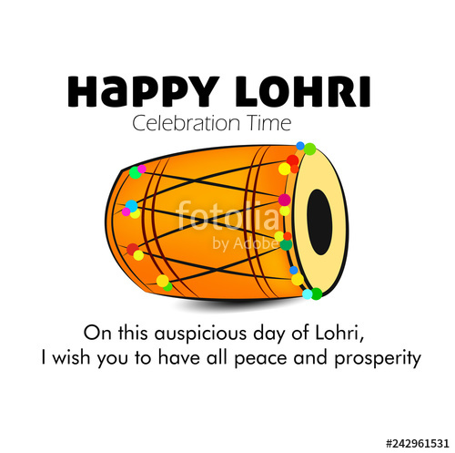 500x497 Vector Illustration On Lohri Celebration With Minimal Decorated