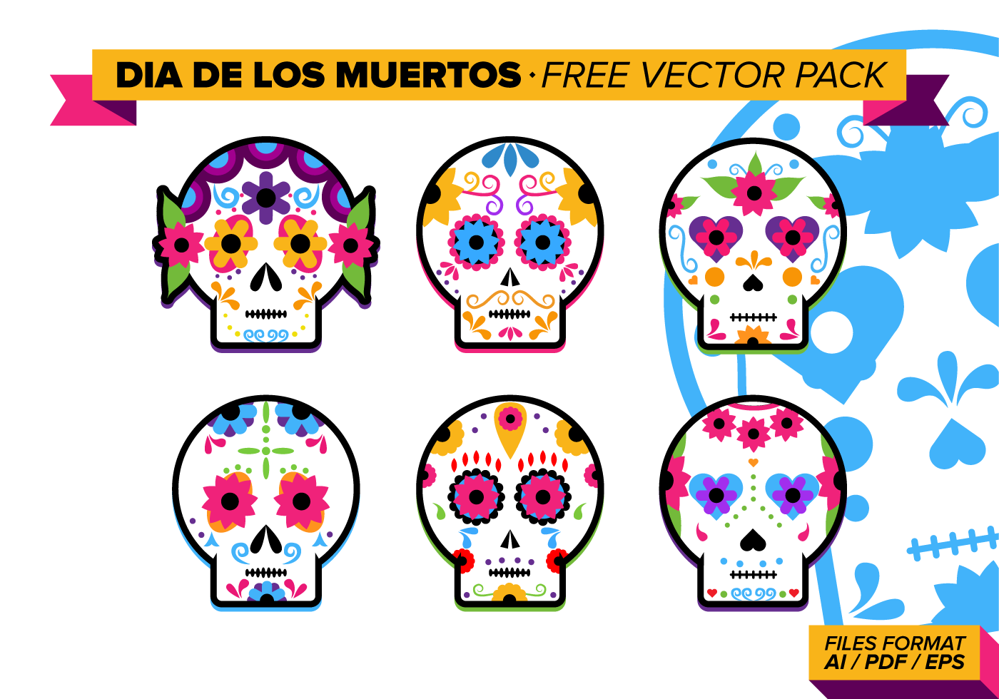 1400x980 Dia De Los Muertos Skull Free Vector Art