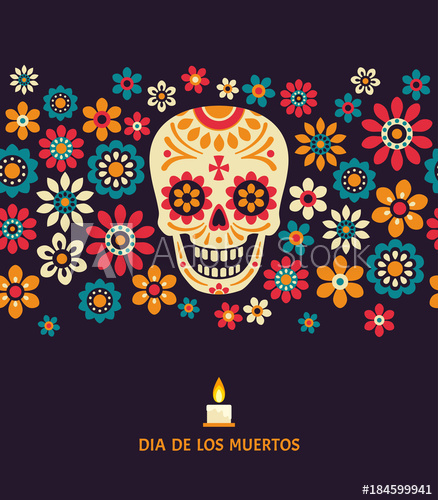 438x500 Dia De Los Muertos Day Of The Dead Vector Poster With Smiling