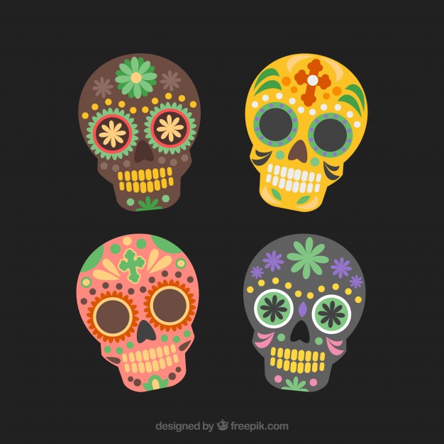 626x626 Mexican Sugar Skull, Dia De Los Muertos Set Vector Free Download