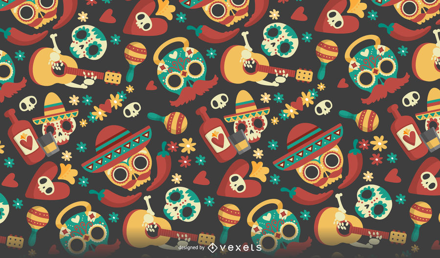900x529 Dia De Los Muertos Seamless Pattern