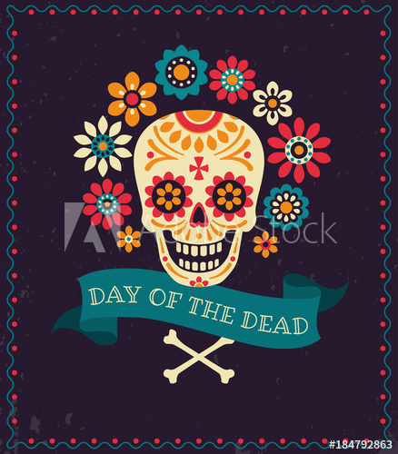 438x500 Dia De Los Muertos Day Of The Dead Vector Poster With Festive