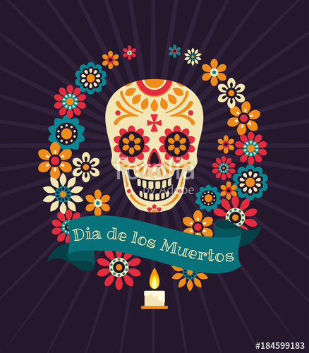 438x500 Dia De Los Muertos Day Of The Dead Vector Poster With Sugar