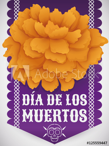 372x500 Traditional Cempasuchil Flower Over Tissue Paper For Dia De