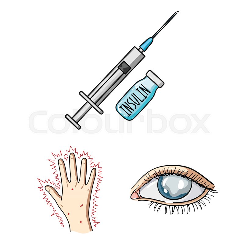 800x800 Diabetes Cartoon Icons In Set Stock Vector Colourbox