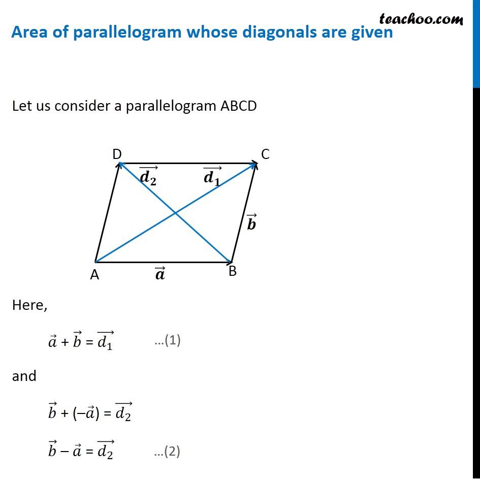 945x945 Area Of Parallelogram Whose Diagonal Vectors Are Given