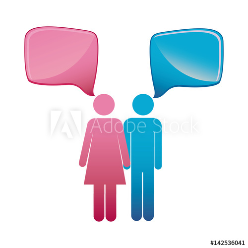 500x500 Pictogram Couple With Square Dialog Box Vector Illustration