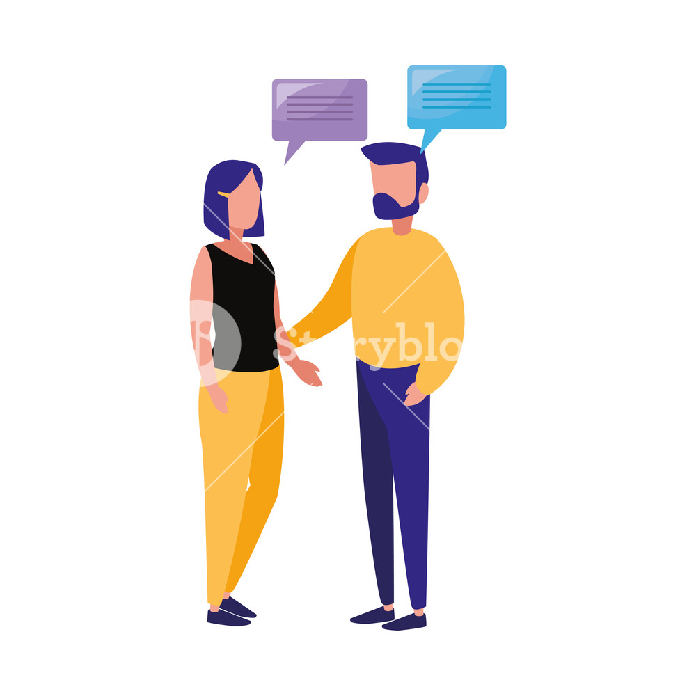 1000x1000 Business Man And Woman Talking Dialogue Vector Illustration