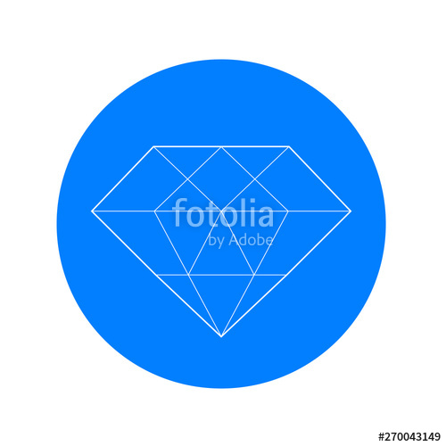 500x500 Icono Plano Lineal Diamante En Color Azul Stock Image