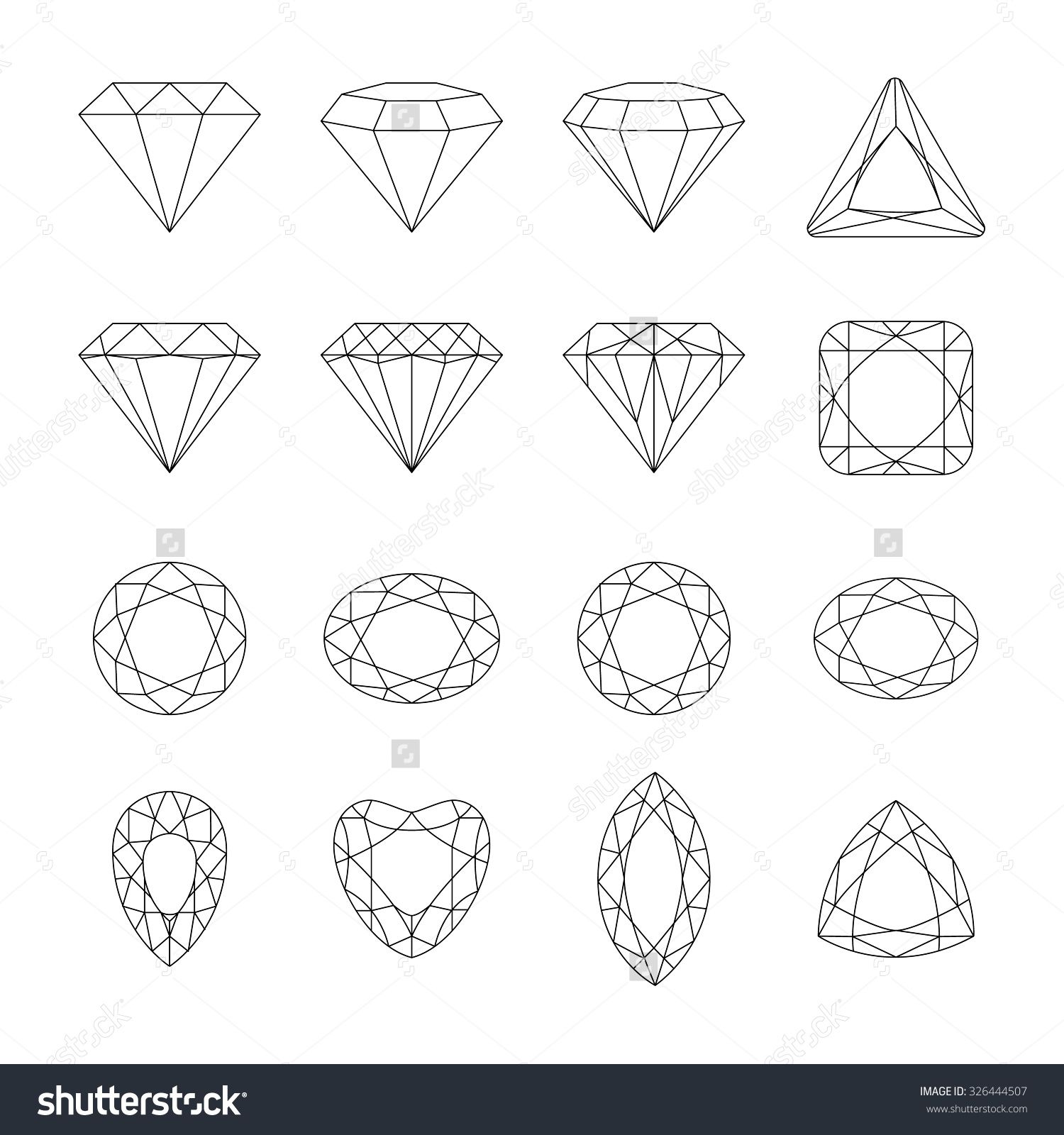 1500x1600 Set Of Isolated Gem Stones Vector Set Of Diamond Design Elements