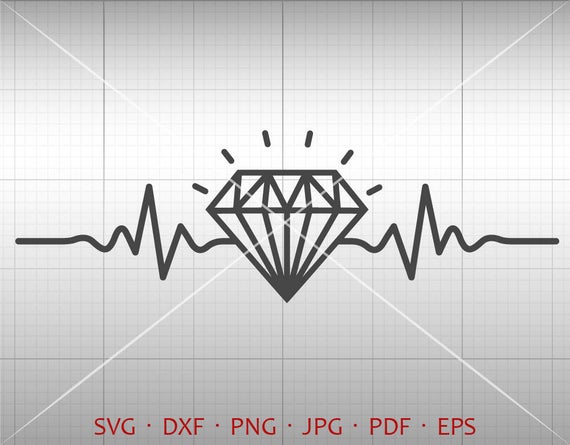 570x445 Heartbeat Diamond Diamond Clipart Vector Dxf Silhouette Etsy