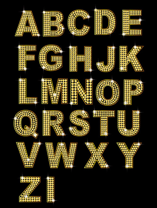 500x664 Diamond And Golden Alphabet Vector Free Download