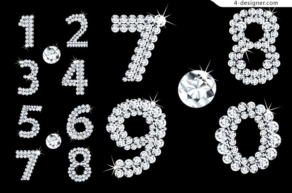 600x397 Designer Vector Numbers Composed Of Sparkling Diamond