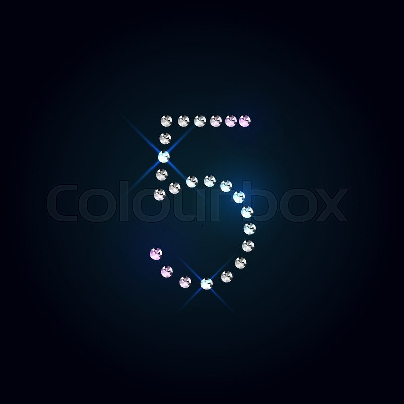 800x800 Gems Number Shiny Diamond Font Over Stock Vector Colourbox