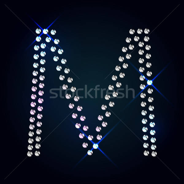 600x600 Gems M Letter Shiny Diamond Font Vector Illustration Sergey