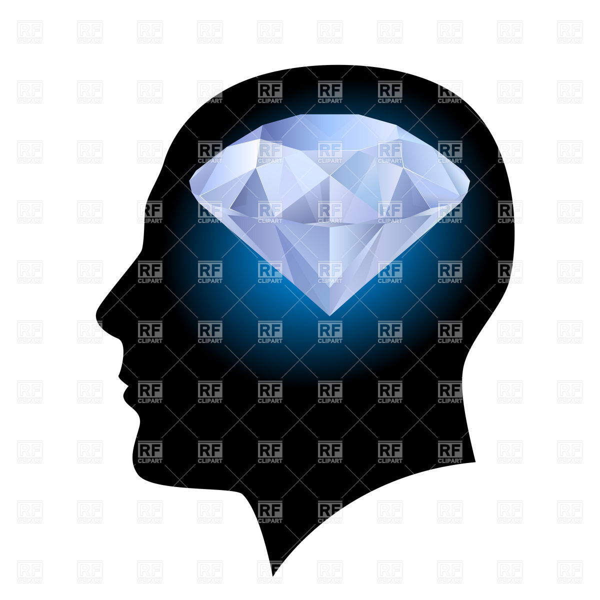 1200x1200 Man's Head Silhouette With Diamond Inside Vector Image Of Beauty