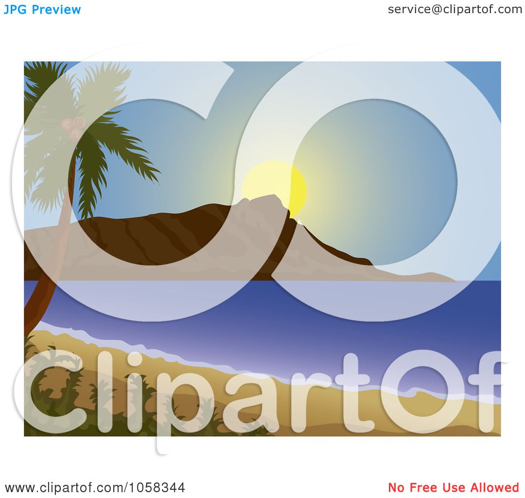 1080x1024 Royalty Free Vector Clip Art Illustration Of A Scenic Beach View