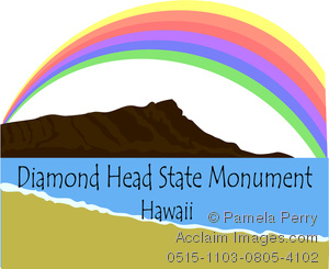300x245 Clip Art Image Of Diamond Head In Hawaii