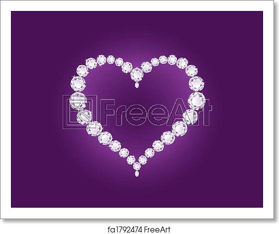 560x470 Free Art Print Of Vector Diamond Heart On Violet Background