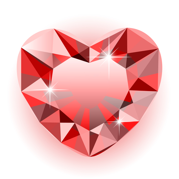600x600 Red Heart Shape Diamond Vector Illustration Free Download