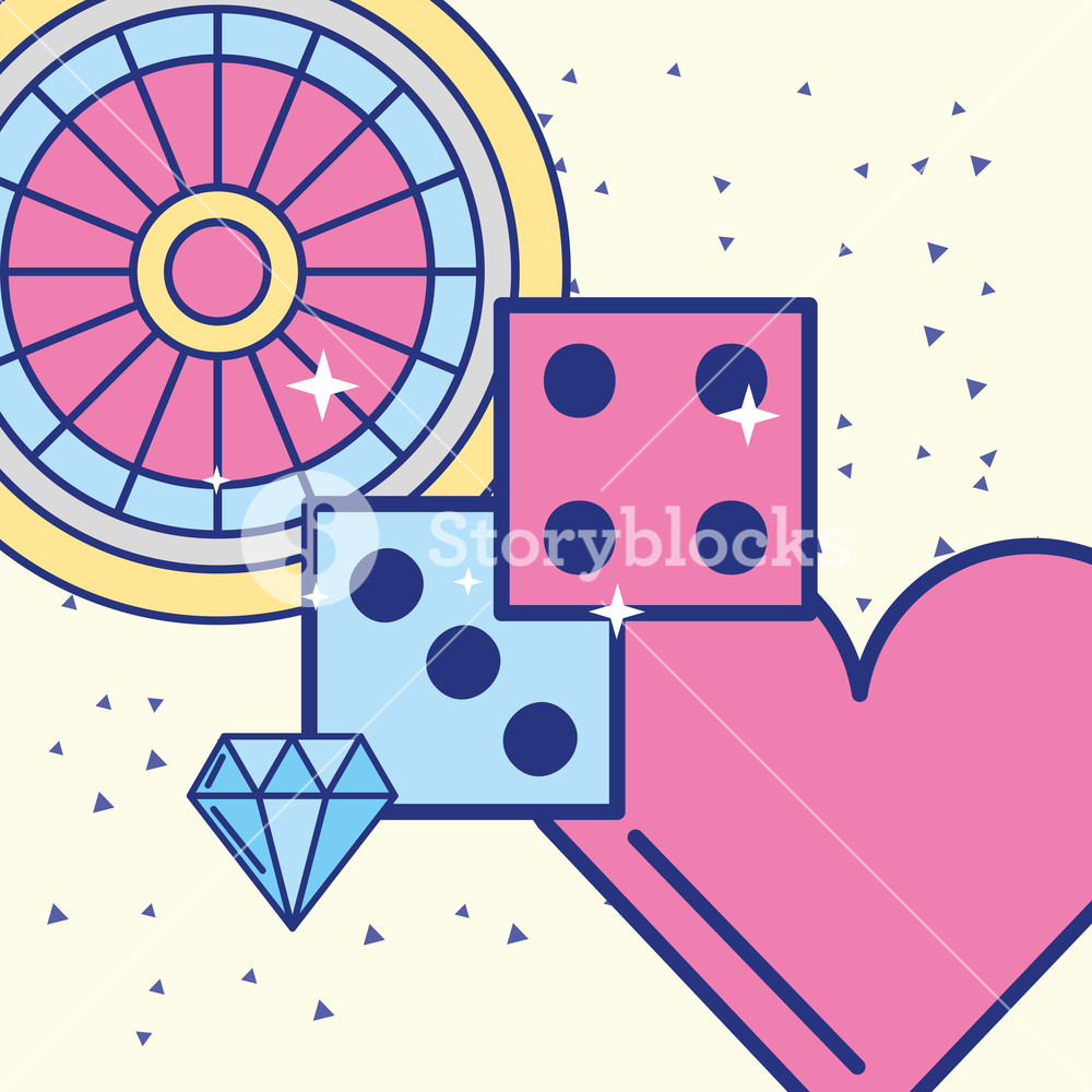 1000x1000 Casino Roulette Dices Diamond Heart Vector Illustration Royalty